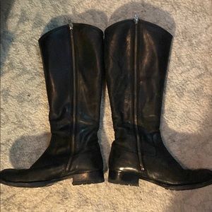 Frye tall black leather boots